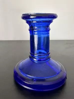 Buy Vintage Candlestick Holder Glass Cobalt Blue Recycled Art 1970s • 7.50£