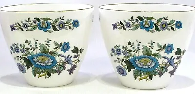 Buy Pair (2) Spode Oval Flower Posy Vases Blue White Flowers Floral K1462 Bone China • 16.95£