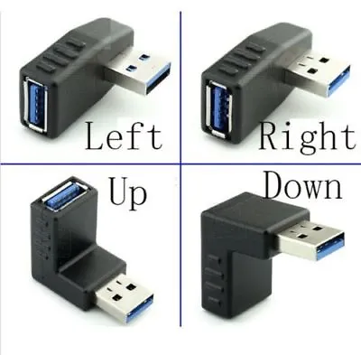 Buy USB 3.0 Male To Female Angled Adaptors 90 270 Degree L Shaped UP DOWN LEFT RIGHT • 3.49£