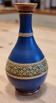 Buy 12.5cm Miniature Art Nouveau Royal Doulton? Stoneware Teal Blue Bud Vase  • 34£