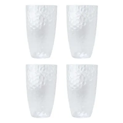 Buy Set Of Reusable Embossed Plastic Tumblers | Large Clear Plastic Drinks Glasses • 13.99£