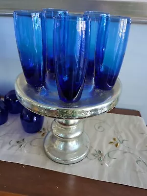 Buy Set Of 6 Dark Cobalt Blue Elegant Water Goblets Glasses 6-1/2  16OZ • 55.85£