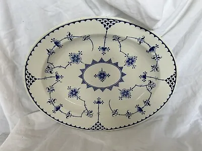 Buy Large Vintage FURNIVALS LIMITED DENMARK OVAL  Platter Large Blue White Floral • 38.92£