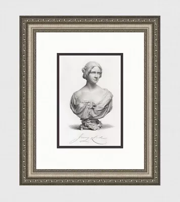 Buy 1800s Joseph Durham Antique Engraving  Bust Of Jenny Lind  GALLERY FRAMED COA • 236.30£