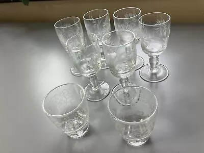 Buy 6 Vintage Crystal Liquor/Sherry Glasses Plus 2 Extra Shot Like Glasses • 0.99£