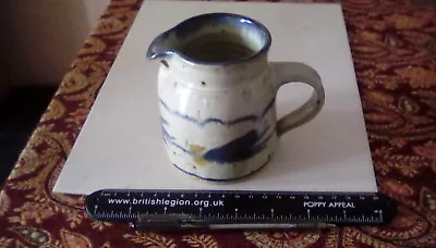 Buy Vintage Cornish? Studio Art Pottery Jug Blue & Grey Glaze No Marks. 4  Tall. • 12£