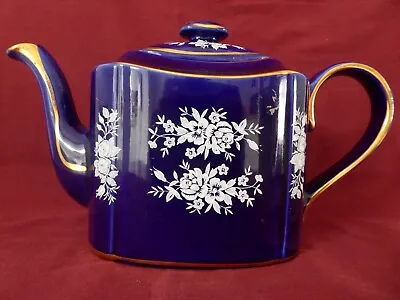 Buy Vintage ARTHUR WOOD Porcelain Cobalt Blue & White Floral Gold Trim 4 Cup Teapot • 44.95£