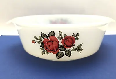 Buy Phoenix Red Roses Pattern Casserole Dish Phoenix 8 Inch Milk Glass • 9.99£