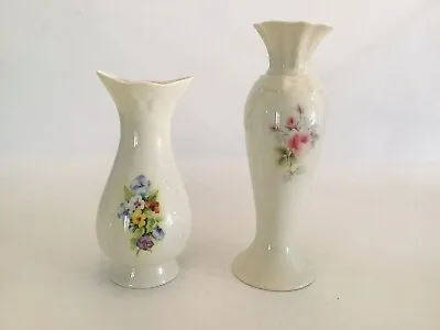 Buy Pair Of Donegal Irish Porcelain China Flora Vases 6.5 Inches + 8 Inches • 14.95£
