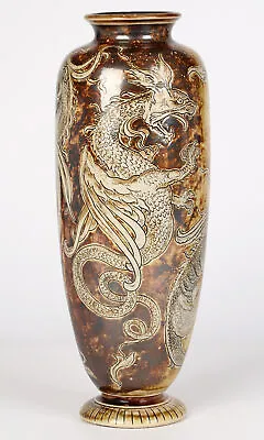 Buy Robert Wallace Martin For Martin Brothers Stoneware Duelling Dragons Vase 1896 • 8,250£