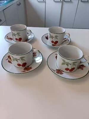 Buy Royal Worcester Evesham Vale Green Cups And Saucers X 4 • 5.95£