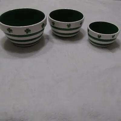 Buy Terramoto Ceramic St Patrick’s Day Themed Shamrock Set Of 3 Nesting Bowls • 45.54£