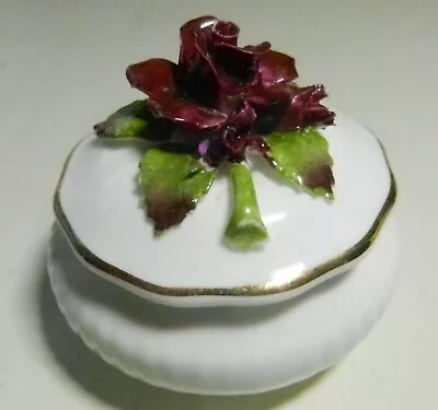 Buy RED ROSE Floral Bone China Trinket Box Gold Trim-Royal Adderley-Made In England • 14.38£