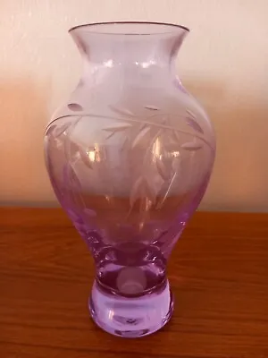 Buy Caithness Purple Glass Vase Engraved Etched With Fushias 7.3/4 Inch High Perfect • 9£