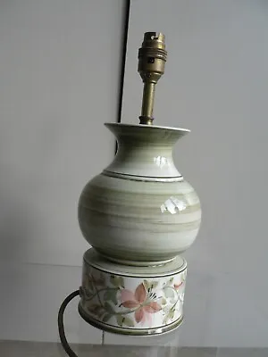 Buy Vintage Jersey Pottery Hand Painted Large Table Lamp Green 70's • 30£