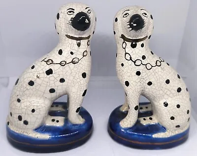 Buy Pair Of Antique 19th Century Staffordshire Pottery Dalmatian Figurines • 39.95£