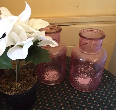 Buy X 2 Bulb Pink Glass Flower Bud Vase Jar Home Decoration Decor Ornaments • 10.99£