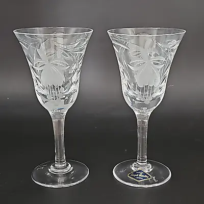 Buy Pair Of Royal Brierley Vintage Wine Glasses Fuchsia Pattern. 150ml • 51.99£