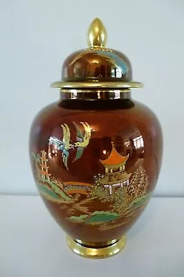 Buy Vintage Carlton Ware Rouge Royale Mikado Lustre Lidded Jar /Urn (A1 CONDITION) • 38.99£