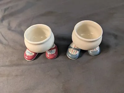 Buy Carlton Ware Lustre Pottery Walking Cup Lot Of 2 Pink Blue White Shoes Vintage • 75.69£