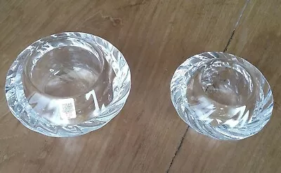Buy Pair Of Vintage Holmegaard 'Flying Saucer' Crystal Glass Capriole Candle Holders • 12£