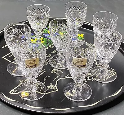 Buy 8 Royal Doulton Georgian Crystal Liquor Glasses VGVC • 110.05£