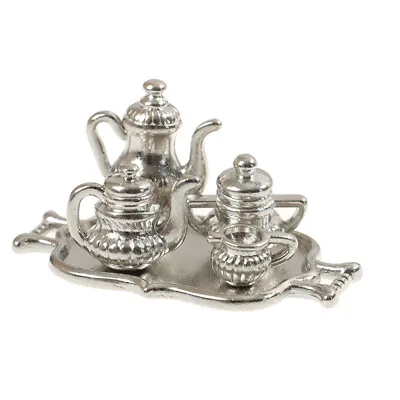 Buy 5pcs/Set 1:12 Dollhouse Miniature Metal Kitchen Tea Set Pot Flagon Plate MA:da • 4.62£