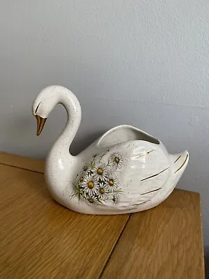 Buy Kernewek Pottery Swan Vase Posy Bowl Planter Daisy Flower Pattern • 5.99£