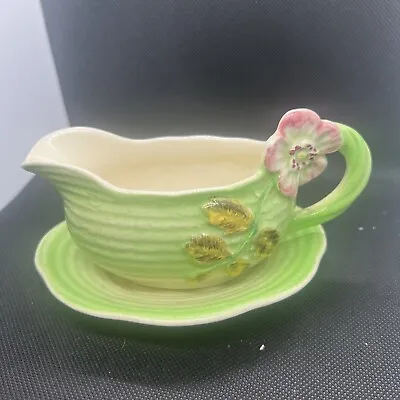 Buy Genuine Staffordshire Hand Painted Gravy Boat With Plate • 10£