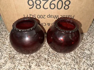 Buy Vtg Anchor Hocking Ruby Red Glass Candler Holder Ruffled Vase Lot Of 2 • 9.62£