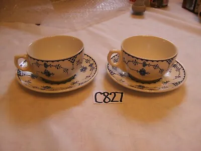 Buy Furnivals Blue & White Denmark Pattern Cups & Saucers X 2 Mint Condition • 15£