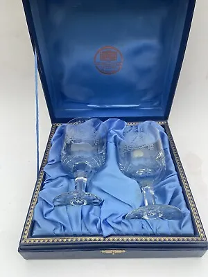 Buy Thomas Webb 1975-1985 P&B Engraved Wine Glasses Boxed • 25£