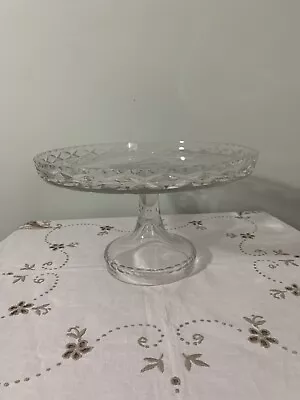 Buy Vintage Crystal Cut Glass Pedestal Cake Stand Plate MCM • 20.99£