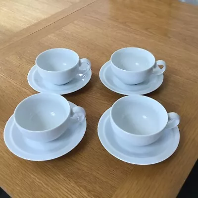 Buy Denby White Pottery Stoneware Cups & Saucers X 4 Tableware Excellent Condition • 15£