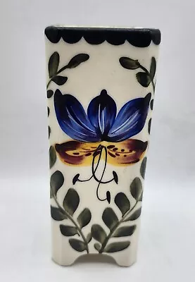 Buy Czechoslovakia Pottery Vase “Coronet” Vintage Flowered Square Shape Stamped • 19.29£