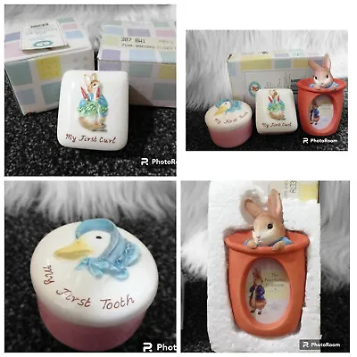 Buy Vintage Beatrix Potter Ceramics First Curl First Tooth Box Peter Rabbit Frame • 14.99£