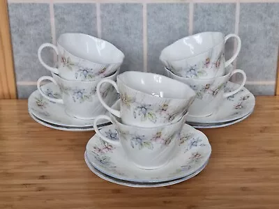 Buy Queen's Fine Bone China Cups And Saucers Claire English Vintage Floral 12 Set • 59£