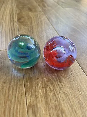 Buy Two Caithness Small Glass Paperweights, Twirl And Moon Crystal • 14£