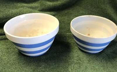 Buy 2 Vintage T G Green Cornishware Small Pudding Basin Bowls, Green Shield • 19.99£