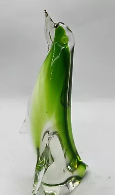 Buy Murano  Style Art Glass 6.5” Tall Penguin Figurine. Gorgeous Green. Mint. • 21.13£
