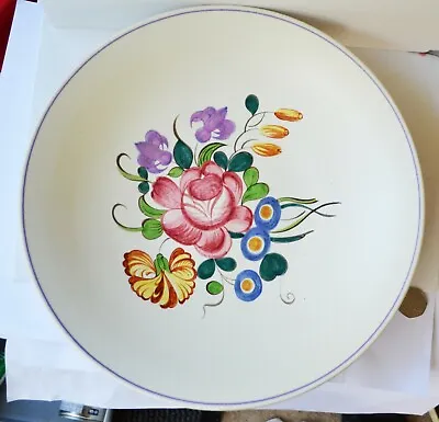 Buy Poole Pottery 13  Shallow Footed Fruit Bowl - Interior Floral Motif - Model 320 • 7.99£