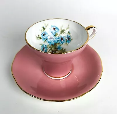 Buy 1939+ Aynsley Corset Teacup & Saucer Light Pink With Blue Flowers Gold Rim  27  • 52.10£