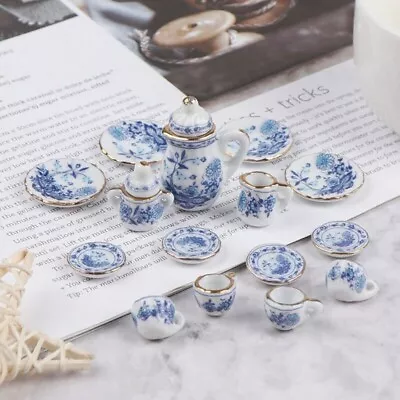 Buy 15Pcs 1:12 Dollhouse Miniature Tableware Porcelain Ceramic Tea Cup Set • 6.52£