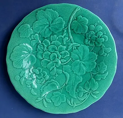 Buy 9  Antique Majolica Geranium Leaf Green Plate 1870's Hope & Carter, Burslem • 24.02£