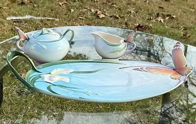 Buy FRANZ Porcelain Bone China PAPILLON Butterfly Serving Platter Creamer And Sugar • 178.55£