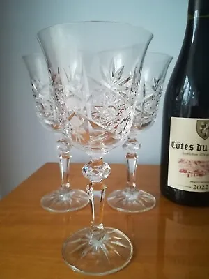 Buy Bohemian Crystal Coblet Large Glasses X 3 In VGC, Never Used • 36£
