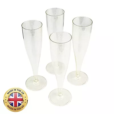 Buy 10 X Gold Glitter Prosecco Flutes 175ml Champagne Glasses Pack Sparkle Party • 11.95£