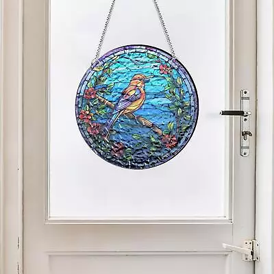 Buy Stained Glass Window Hanging Decor Panel Bird Ornament,Decorative Wall Art • 7.81£