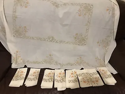 Buy MARKS & SPENCER FIELD FLOWERS TABLE CLOTH & 8 NAPKINS VGC VINTAGE 1980s • 29.99£