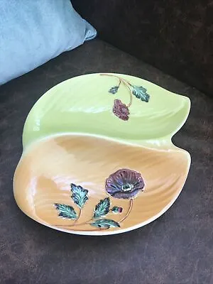 Buy Shorter And Son - Harmony Double Poppy Dish - Bright Orange & Green Leaf Design  • 7.99£
